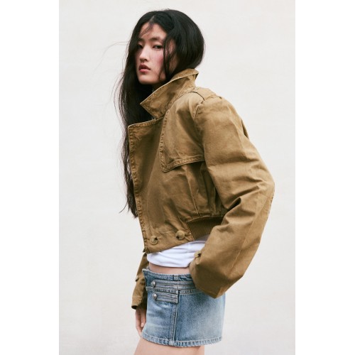 Cropped Washed Trench Coat