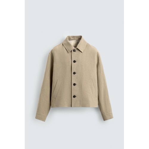 100% LINEN CROPPED FIT OVERSHIRT