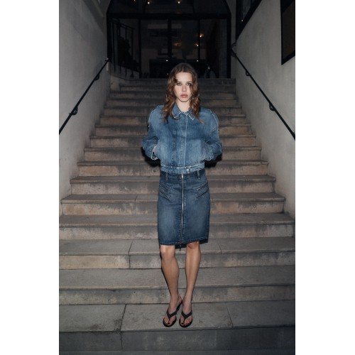 Trf Denim Skirt with Zippers