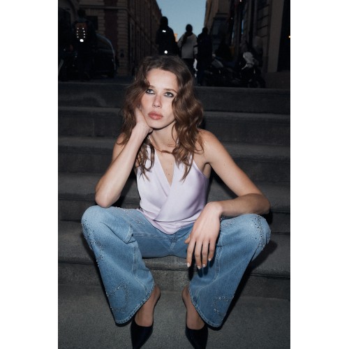 Jeans TRF Wide Leg Low-Rise with Glitter