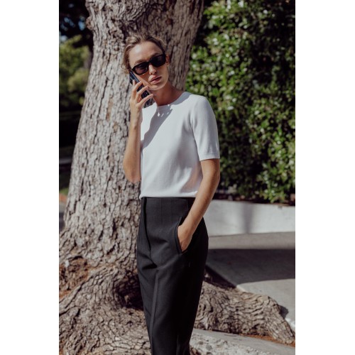 EINFARBIGES BASIC-STRICKTOP MIT KURZEN ÄRMELN EINFARBIGES BASIC-STRICKTOP MIT KURZEN ÄRMELN